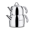 کتری و قوری 1.1 + 2.0 لیتر استیل براق پرویتا کرکماز 105