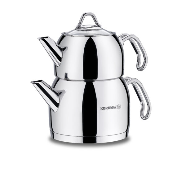 کتری و قوری 1.1 + 2.0 لیتر استیل براق پرویتا کرکماز 105