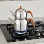 کتری و قوری 1.1 + 2.5 لیتر استیل براق رترو کرکماز 196 | لوازم خانگی ایران