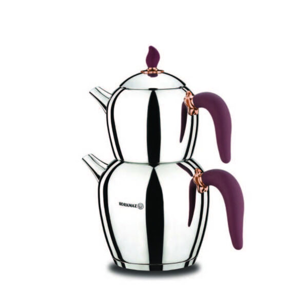 کتری و قوری 1.1 + 2.3 لیتر استیل براق شهناز کرکماز 215 | لوازم خانگی ایران