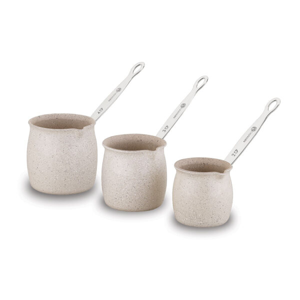 سرویس قهوه جوش نچسب 2-3-4 فنجان کرم گرانیتا کرکماز 1239