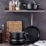 سرویس قابلمه 7 پارچه نچسب مشکی تورا کرکماز 2889 | لوازم خانگی ایران