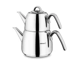 کتری و قوری 1.0+2.0 لیتر استیل براق ورتکس کرکماز 197 | لوازم خانگی ایران