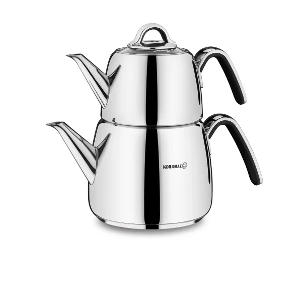 کتری و قوری 1.0+2.0 لیتر استیل براق ورتکس کرکماز 197 | لوازم خانگی ایران