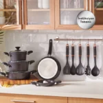 سرویس قابلمه و کفگیر و ملاقه 13 پارچه مشکی طلایی پاور بیوگرانیت کاراجا 153.03.08.1172