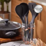 سرویس قابلمه و کفگیر و ملاقه 13 پارچه مشکی طلایی پاور بیوگرانیت کاراجا 153.03.08.1172