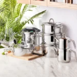 سرویس جهیزیه 17 پارچه استیل پلاتینیوم کاراجا 153.03.07.5194