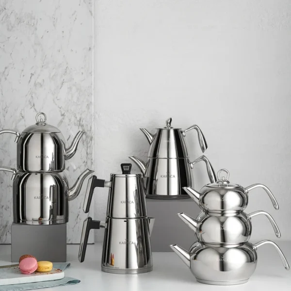 کتری و قوری بزرگ 2.1 + 1.1 لیتر پاوراستیل پرو اسپیس کاراجا 153.03.07.8767