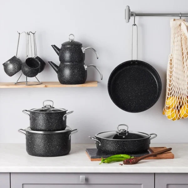 سرویس جهیزیه ۱۴ پارچه مشکی پاور بیوگرانیت کاراجا 153.03.08.1598