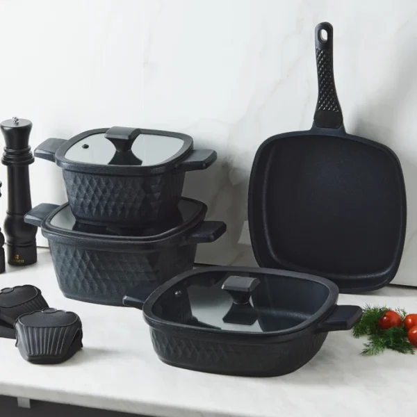 سرویس قابلمه 7 پارچه مشکی دایموند کاراجا 153.03.08.1853