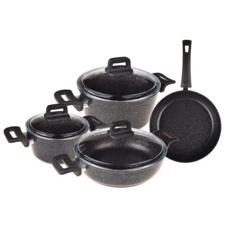 سرویس قابلمه 7 پارچه مشکی گرانیت موند تاشوو T3031 Iran Home Appliances لوازم خانگی ایران
