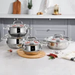 سرویس قابلمه 8 پارچه استیل براق پاوراستیل پرو اوزاکا کاراجا 153.03.07.8250 - تصویر 3