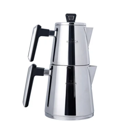 کتری و قوری بزرگ 2.1 + 1.1 لیتر استیل پاوراستیل پرو اسپیس کاراجا 153.03.07.8767