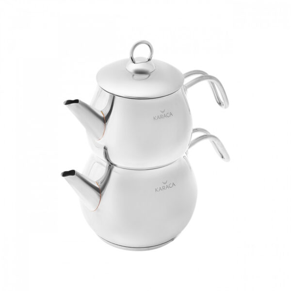 کتری و قوری استیل 1.75 + 1 لیتر براق لیلا کاراجا 153.03.06.1275