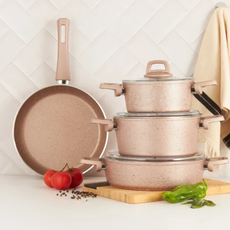 سرویس قابلمه 7 پارچه صورتی بیوگرانیت کاراجا 153.03.08.0112 Iran Home Appliances لوازم خانگی ایران