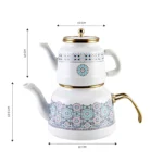 کتری و قوری لعابی 2.5 + 1 لیتر سفید آنیکا کاراجا 153.03.08.0405