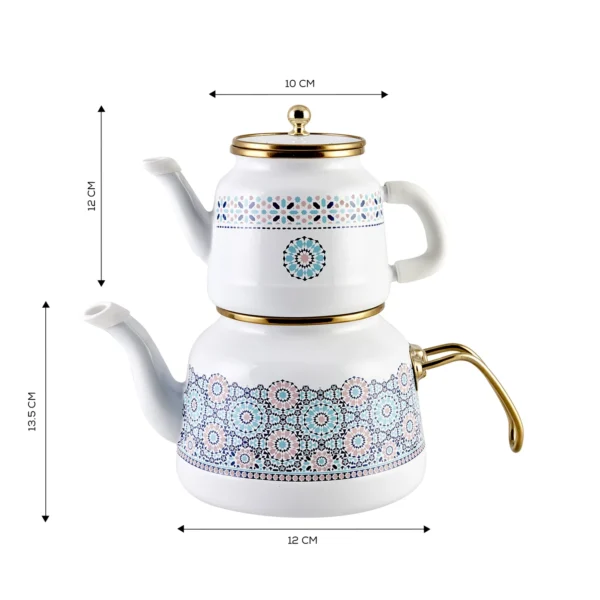 کتری و قوری لعابی 2.5 + 1 لیتر سفید آنیکا کاراجا 153.03.08.0405