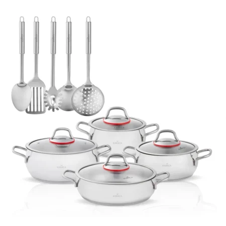 سرویس قابلمه 13 پارچه استیل امیرگان کاراجا 153.03.08.0671 Iran Home Appliances لوازم خانگی ایران