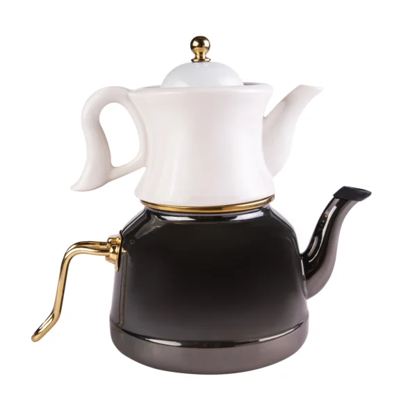 کتری و قوری لعابی 2.3 + 1.1 لیتر مشکی رترو کاراجا 153.03.08.1337