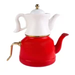 کتری و قوری لعابی 2.3 + 1.1 لیتر قرمز رترو کاراجا 153.03.08.1338