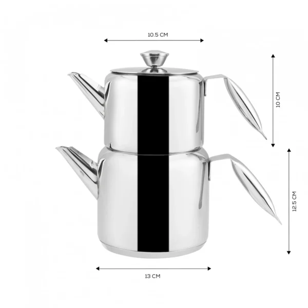 کتری و قوری متوسط 2 + 1.2 لیتر استیل گرانادا کاراجا 153.03.08.1468