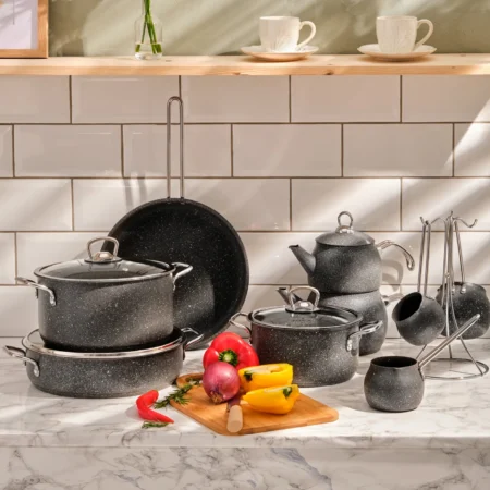 سرویس جهیزیه ۱۴ پارچه طوسی پاور بیوگرانیت کاراجا 153.03.08.1599 Iran Home Appliances لوازم خانگی ایران