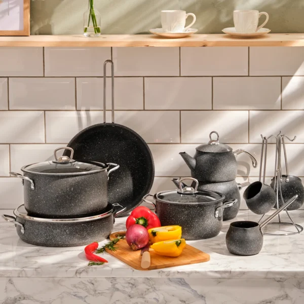 سرویس جهیزیه ۱۴ پارچه طوسی پاور بیوگرانیت کاراجا 153.03.08.1599 Iran Home Appliances لوازم خانگی ایران