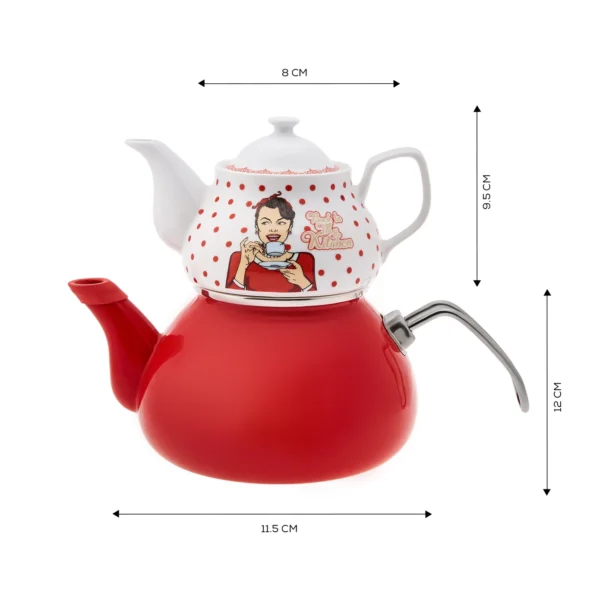 کتری و قوری لعابی 2 + 1 لیتر قرمز بک تو کیچن کاراجا 153.03.08.1846