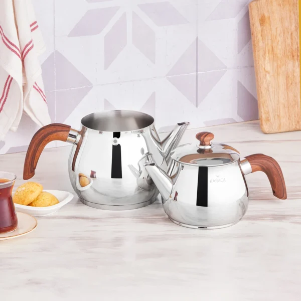 کتری و قوری 1.75 + 1.1 لیتر استیل سیلوا کاراجا 153.03.08.1851