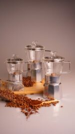 موکاپات شیشه ای 3 فنجان نقره ای سیلور تاشوو T3376 Iran Home Appliances لوازم خانگی ایران