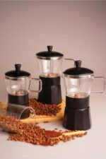 موکاپات شیشه ای 9 فنجان مشکی استون تاشوو T3381 Iran Home Appliances لوازم خانگی ایران