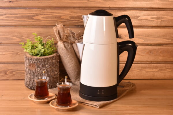 چای ساز اتوماتیک برقی استیل 1800 وات 1.8 + 0.7 لیتر سفید تیاتیک بامبوم B3336 لوازم خانگی ایران Iran Home Appliances