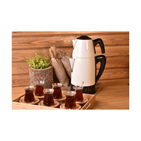 چای ساز اتوماتیک برقی استیل 1800 وات 1.8 + 0.7 لیتر سفید تیاتیک بامبوم B3336 لوازم خانگی ایران Iran Home Appliances