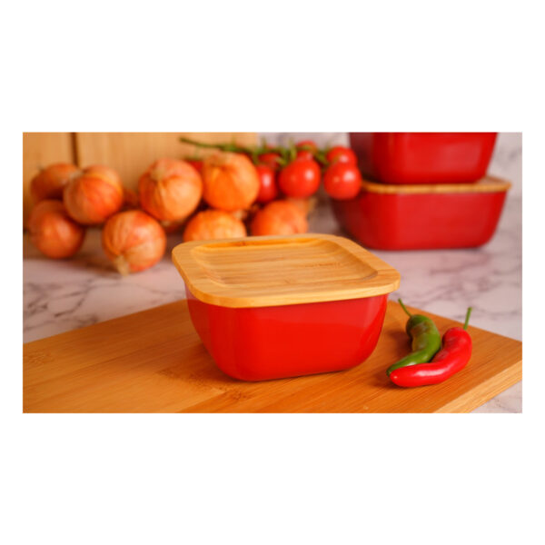 ظرف نگهدارنده غذا گرانیت 10 سانتی متر 300 میلی لیتر قرمز اسلالوم بامبوم B3769 Iran Home Appliances لوازم خانگی ایران