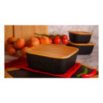 ظرف نگهدارنده غذا گرانیت 15 سانتی متر 800 میلی لیتر مشکی اسلالوم بامبوم B3782 Iran Home Appliances لوازم خانگی ایران