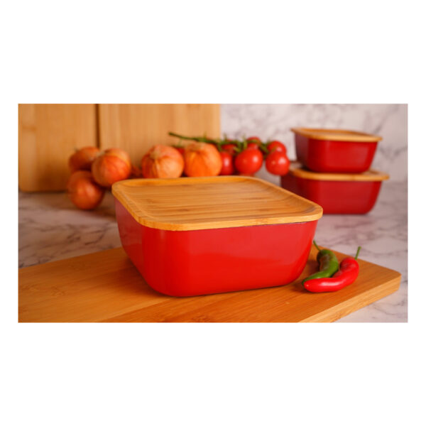 ظرف نگهدارنده غذا گرانیت 15 سانتی متر 800 میلی لیتر قرمز اسلالوم بامبوم B3783 Iran Home Appliances لوازم خانگی ایران