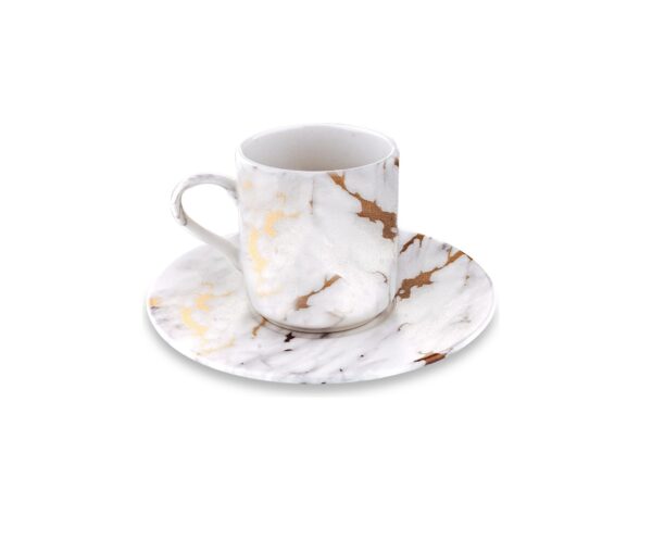 سرویس فنجان و نعلبکی 6 نفره سفید طلایی فیگور بامبوم B4405 Iran Home Appliances لوازم خانگی ایران