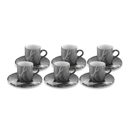 سرویس فنجان و نعلبکی 6 نفره طوسی فیگور بامبوم B4407 Iran Home Appliances لوازم خانگی ایران