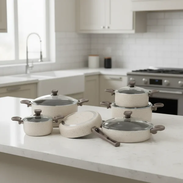 سرویس قابلمه گرانیت 11 پارچه کرم یورک ریوالد 650100-17 | لوازم خانگی ایران