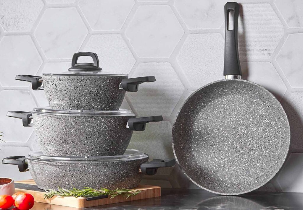 سرویس قابلمه 7 پارچه طوسی پاور بیوگرانیت گریش کاراجا