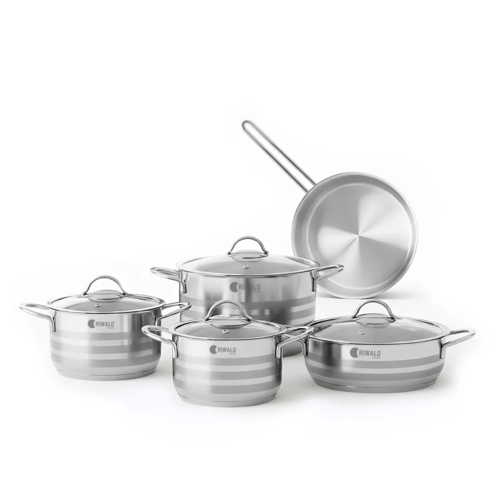 سرویس قابلمه 9 پارچه استیل براق لیورپول ریوالد 6801209-1022 | لوازم خانگی ایران