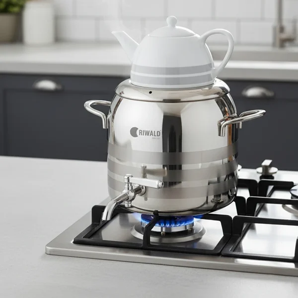 سماور روگازی 1.0 + 5.8 لیتر استیل براق لیورپول ریوالد 6818136-1022