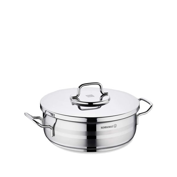 قابلمه کوتاه 28*10 سانتی متر 6.0 لیتر استیل براق آسترا ۲ کرکماز 2036