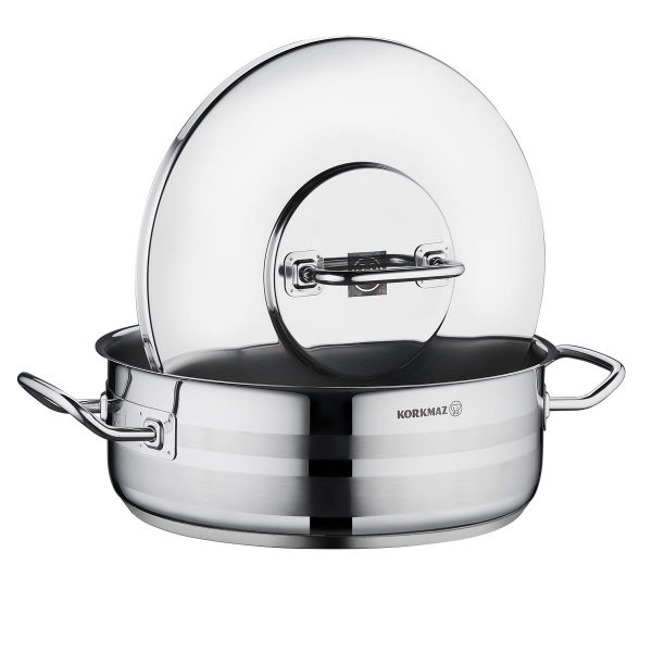 قابلمه کوتاه 30*11 سانتی متر 7.5 لیتر استیل براق آسترا ۲ کرکماز 2037