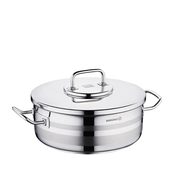 قابلمه کوتاه 40*20 سانتی متر 25 لیتر استیل براق آسترا ۲ کرکماز 2040