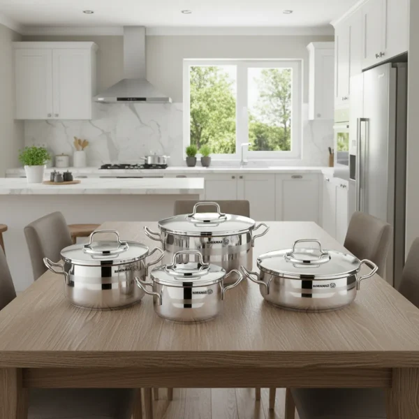 سرویس قابلمه 9 پارچه استیل براق آسترا ۲ کرکماز 2050 | لوازم خانگی ایران