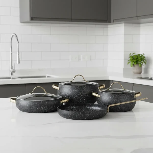 سرویس قابلمه 7 پارچه گرانیت مشکی بریلا کرکماز 2610 | لوازم خانگی ایران