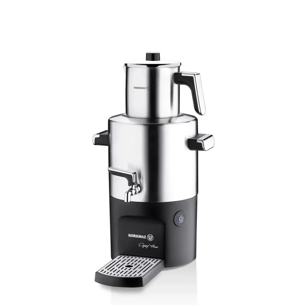 سماور برقی 2000 وات 1.3 + 3.7 لیتر استیل مات چای شف کرکماز 844 | لوازم خانگی ایران