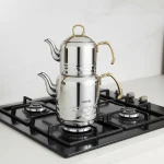 کتری و قوری 1.2 + 2.2 لیتر استیل براق ارنا کرکماز 227-02 | لوازم خانگی ایران