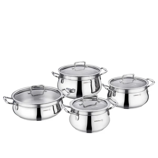 سرویس قابلمه 8 پارچه استیل براق ایستیما کرکماز 1958 | لوازم خانگی ایران